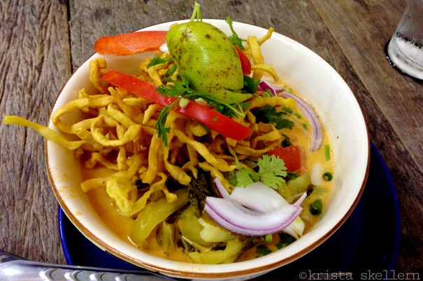Khao Soi, a popular Burmese dish, vegetarian-style.